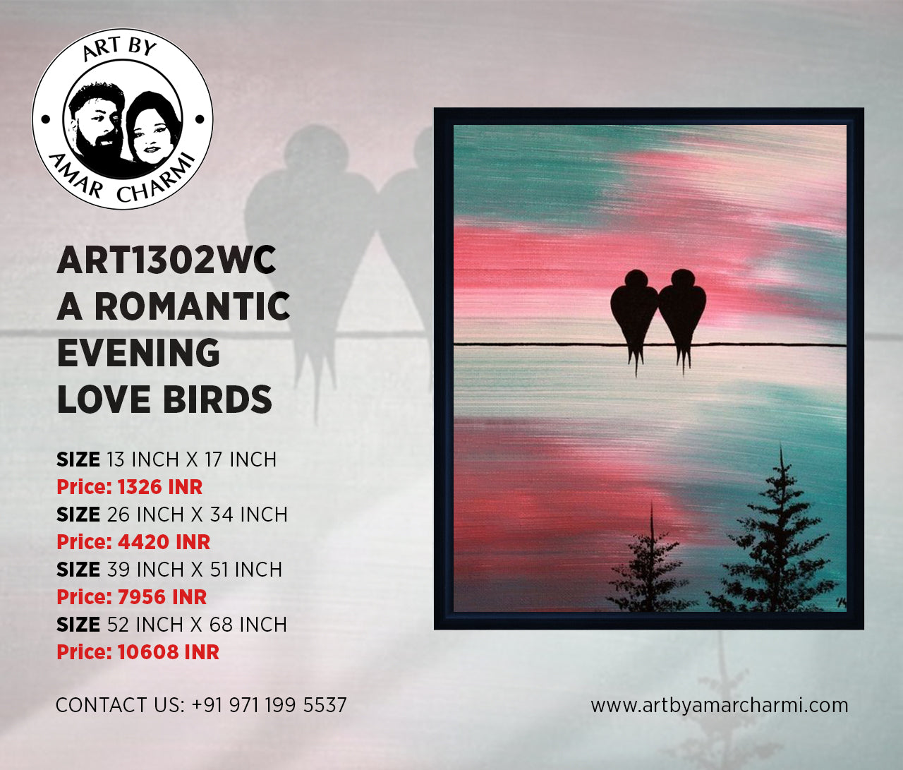 ART1302WC  A ROMANTIC  EVENING LOVE BIRDS