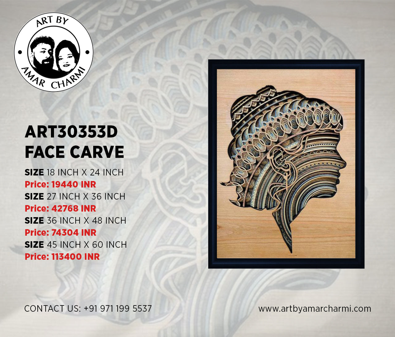 ART30353D FACE CARVE